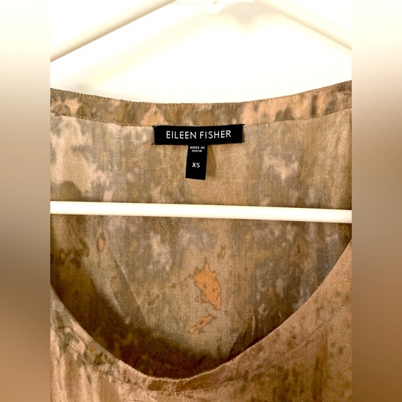Eileen Fisher Copper Marbled Silk Tee/ XS - Picture 4 of 4